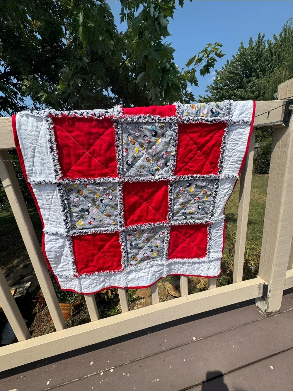 Peanuts Snoopy Charlie Brown Handcrafted  Rag Quilt -Baby/Toddler